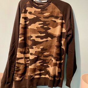 Retrofit Brown and Tan Crewneck Sweater Camouflage Design